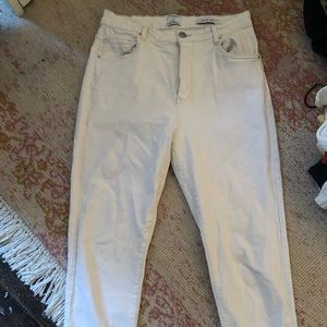 Cream colored mom stretch jeans